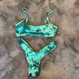 ZAFUL green tie die bikin. Runs small!! Never worn